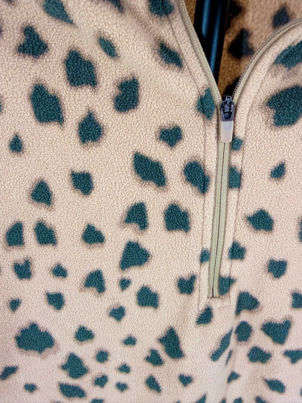 Lands End Leopard Print Fleece Pullover 1X Quarter Zip Cozy Plus Size - Picture 3 of 7